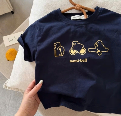 CB400-Combo 4 áo thun cộc tay gấu 4 màu vàng than trắng kẻ