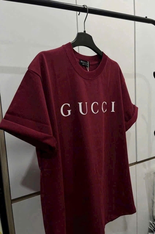 A165-Áo phông đỏ GU XÌ dáng suông QUẢNG CHÂU