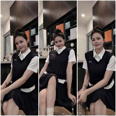 🌿SET499- Set VÁY CV DÚM XÒE 3 TẦNG mix áo dài tay