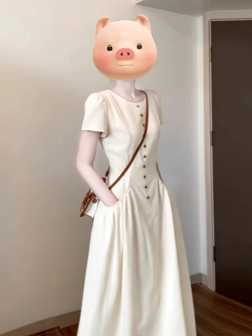 Dam177- Váy lien dài cúc dọc thân túi hông