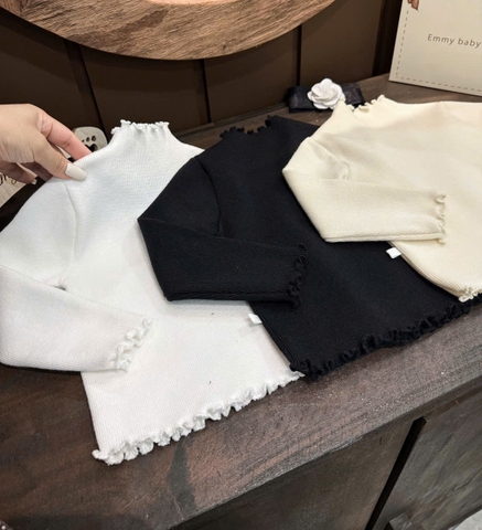 Aokid024-Áo len trẻ em 2 màu đen-be dày dặn,mềm ấm