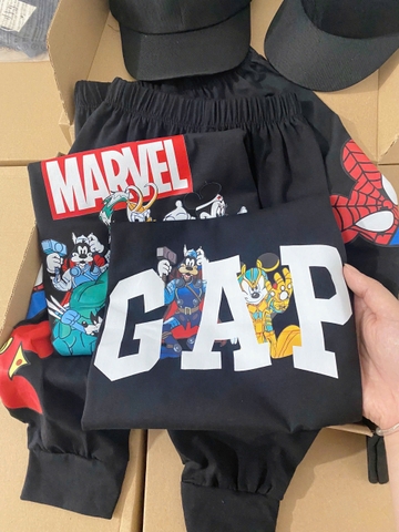 BN125-TẶNG MŨ- Bộ thun cộc tay bé trai tặng kèm mũ đen