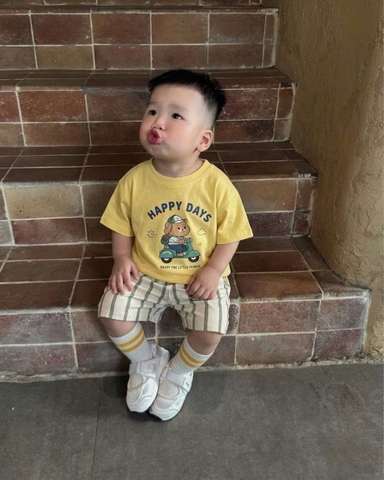 BT1040- Bộ vàng quần sọc HAAPY DAYS chất cotton