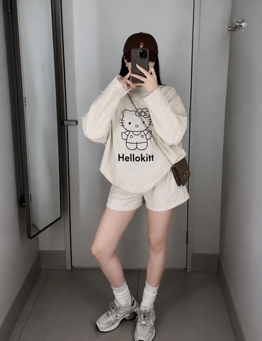 Set1021- Set Thun giấy mickey màu be quần cộc