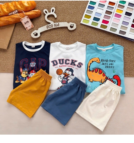 BT1049-cobmo 3 bộ cộc cotton XANH-TRẮNG-ĐEN in đẹp