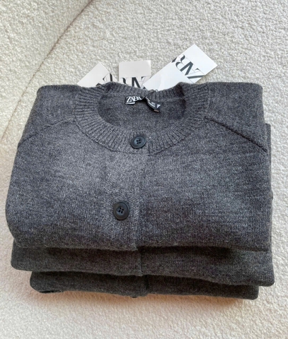 A337-Áo cadigan len màu xám hàng nhà máy