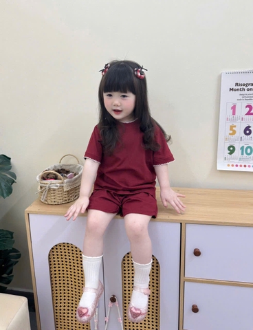 Bt783-Set 3 bộ cộc tay hồng bé gái 9-25kg