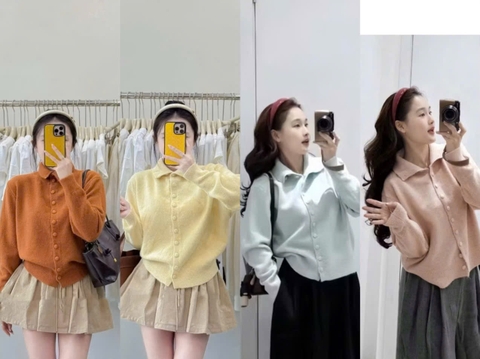 A551- Áo len cúc bọc quảng châu 4 màu chất len lông rất đẹp