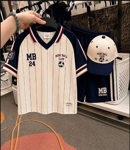 BT984-Bộ áo polo cộc tay MINIBALL kèm mũ cho bé