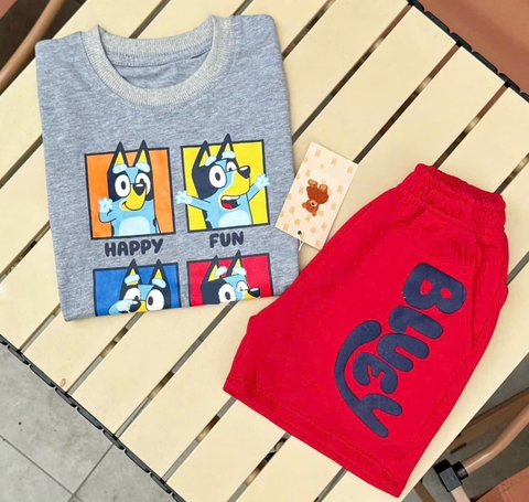 BT334-Bộ áo cotton HAPPY FUN mix quần cua đỏ bé trai