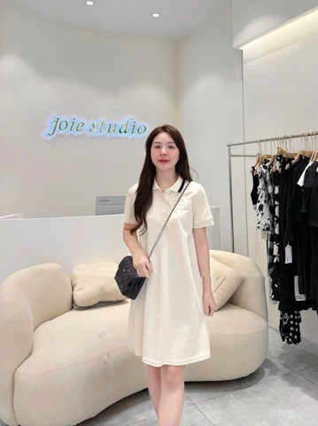 🌿Dam175- Váy Polo Suông 2 Màu Basic thêu tag