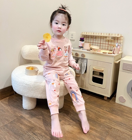 CB024- Combo 2 bộ thun cam hồng FUN TIMES trẻ em VNXK