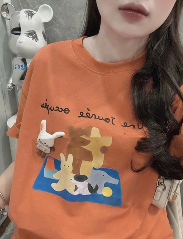 A313- Áo thun mảu cam đất cotton mát