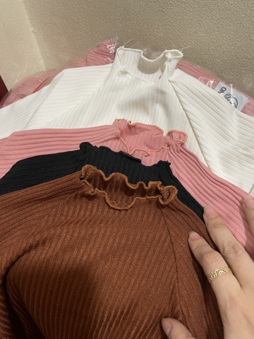 CB023- combo 3 áo tăm viền bèo màu trơn trẻ em VNXK