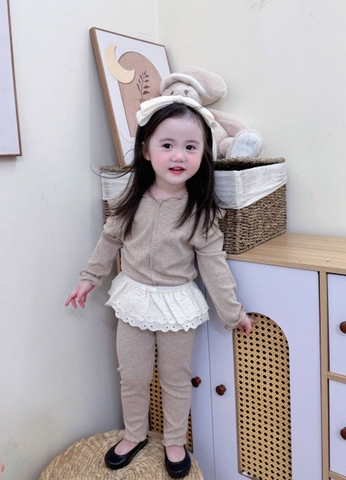 CB342- Combo 2 bộ tăm mịn hồng nâu bé gái