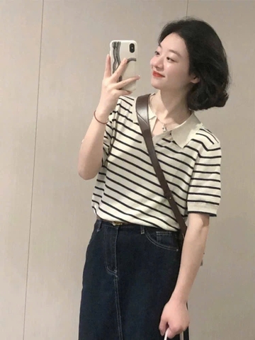 A482- [LOAI 1] Áo len dệt kim kẻ ngang chất đẹp full tem