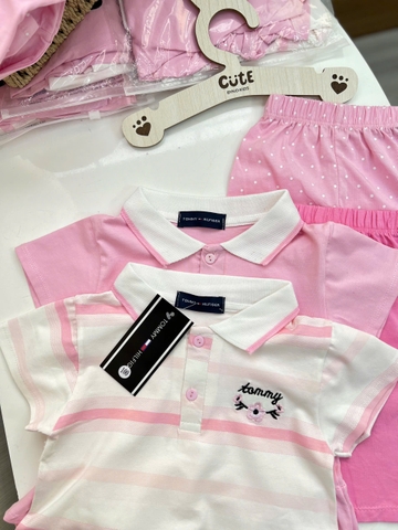 CB331- Combo 2 bộ TOM MY legging peplum bé gái trắng hồng