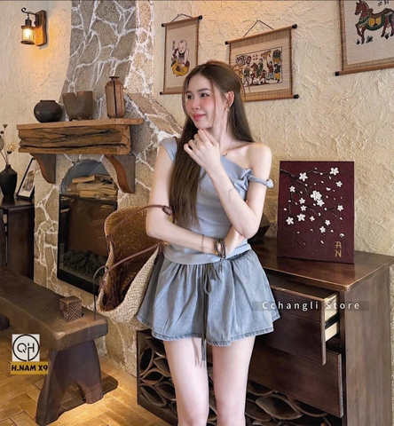 QUAN118-Chân váy jeans bồng 4 màu có lót cạp chun