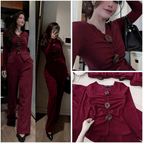 ☘️  SET385-SET ĐỎ HOA HỒNG QUẦN SUÔNG 💎