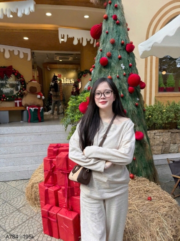 Set839- Bộ nỉ díp lông áo lệch mai phối quần suông be