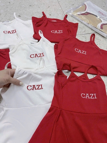 CB365- Combo 2 váy 2 dây bé gái Cazi trắng đỏ chất cotton mát