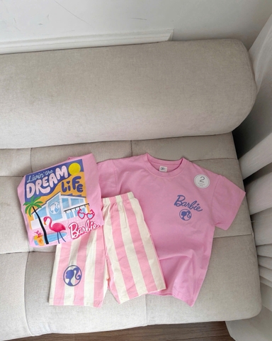 BT879- Bộ legging hồng bé gái cây dừa chất cotton