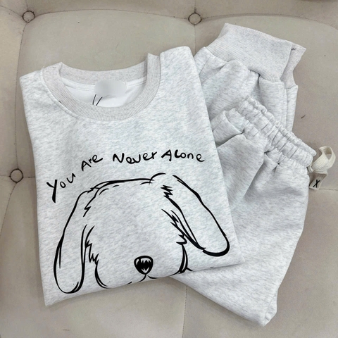 Set810- Bộ mặc nhà áo nỉ hai da phối qq