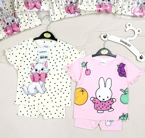 CB254-Combo 2 bộ THỎ BI màu hồng mix legging bé gái