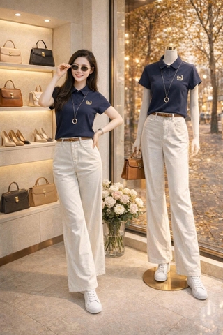 A504-Áo thun polo màu than thêu ngực