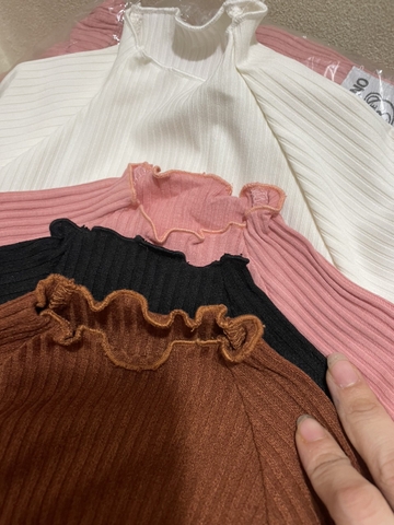 CB023- combo 3 áo tăm viền bèo màu trơn trẻ em VNXK