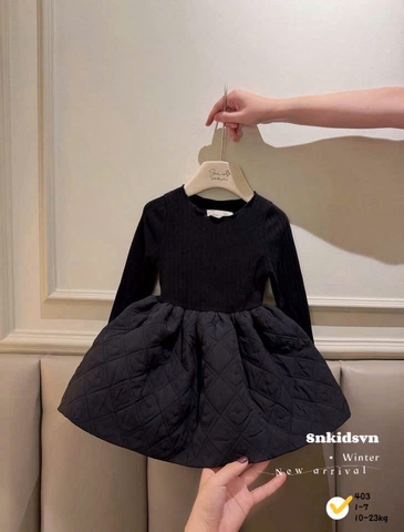 Bt784- Váy xoè phối len dài tay bé gái 3 màu