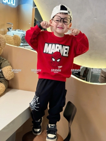 Bt706- Bộ nỉ cua mềm MARVEL áo đỏ quần đen