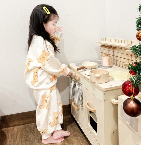 BN95- Bộ nỉ trần bông GẤU NƠ trẻ em VNXK