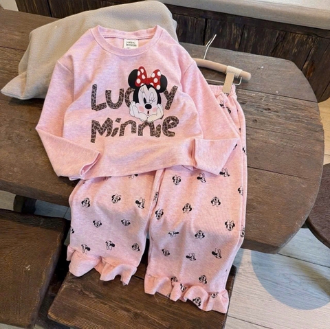 Bt742- bộ len tăm lông thỏ MINNe 3 màu quần suông