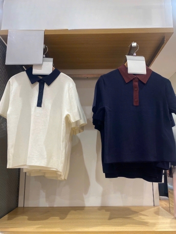 A514-Áo len cộc tay dệt kim 2 màu đen và xanh than