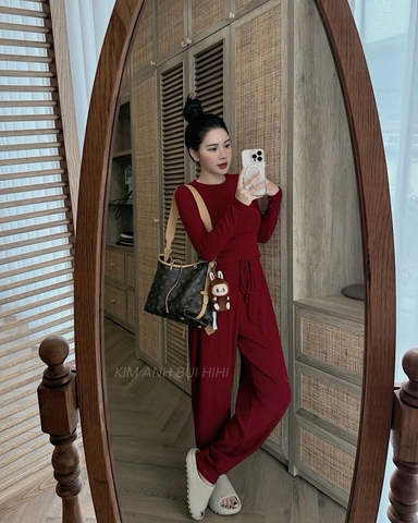 ☘️SET417-  SET BỘ LEN LÔNG THỎ ĐỎ THÊU CHỮ BAD 2 MÀU ĐEN,ĐỎ 💎