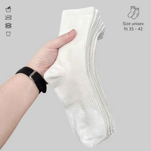 TAT01-Combo 10 đôi tất trắng tinh 3 loại sọc gân cổ loại dày dặn đẹp nhất