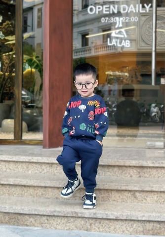 Bn167- (10-26kg)  Bộ thu dài tay thu đông bé trai hoạ tiết siêu nhân xanh  VNXK