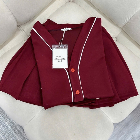 SET259- Set đỏ chạy viền mix CV có lót quần chất mì dày dặn