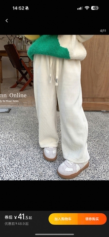 CB418- Combo 3 quần nhung suông tăm be-đen-nâu