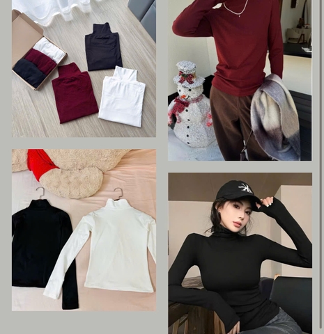 A435- Set 3 áo giữ nhiệt lót lông dài tay  đen-trắng-nâu