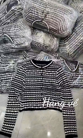 A411- Áo len CDG quảng châu hoạ tiết đen trắng