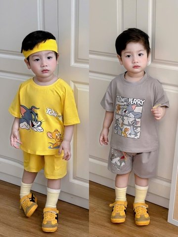 BT891- COMBO 2 bộ thun cộc tay Tom  Jerry vàng cho bé 8-26kg