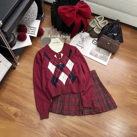 A463- Áo len kẻ trám 4 màu full tem dày dặn