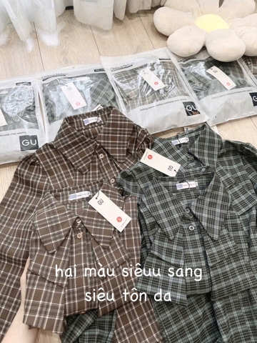 ☘️A161- ÁO SƠ MI GU KẺ NƠ 2 LỚP 2 MÀU☘️