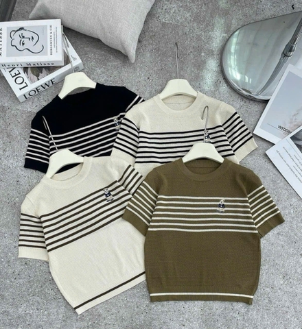 A117-Áo len montoghi nữ cộc tay Quảng Châu kẻ ngang 4 màu