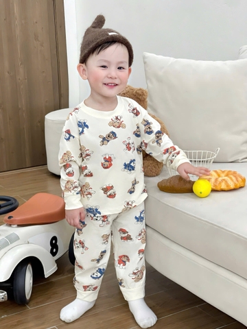 cb378- Combo 3 bộ cotton cứu hộ bé trai dài tay