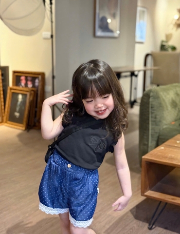 Cb323- Combo 2 quần jeans gái viền ren cạp chun chất mềm