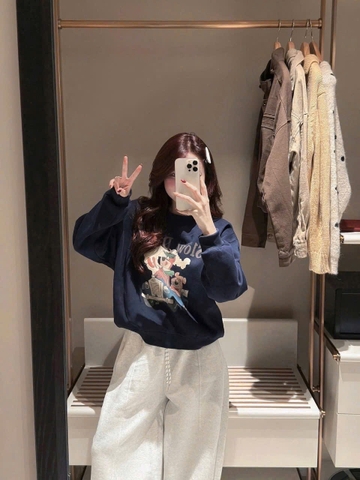 Set802- Set nỉ haida Slow xanh thân- quần bom ghi