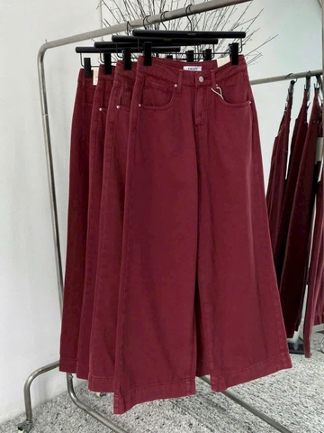 QUAN0098-QUẦN JEANS SUÔNG MÀU ĐỎ FULL TEM